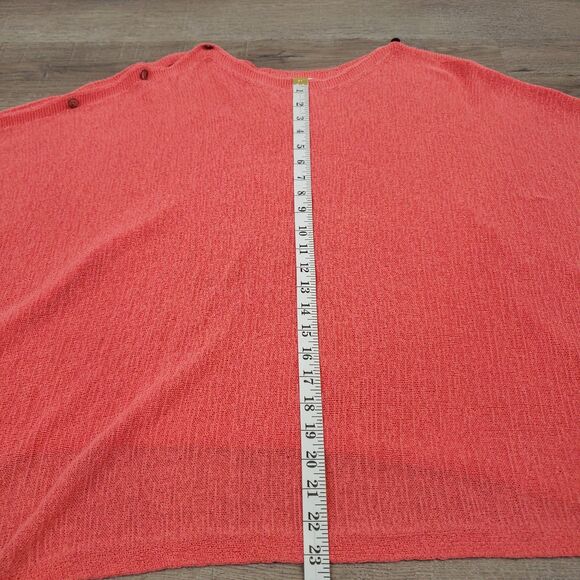 J.Jill Lightweight Knit Poncho One Size Button Beach Boho Coastal Travel Preppy - Picture 8 of 11